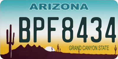 AZ license plate BPF8434