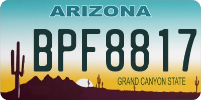 AZ license plate BPF8817