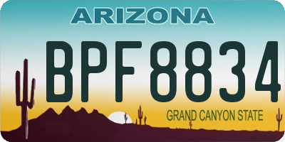 AZ license plate BPF8834