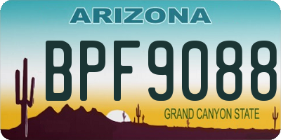 AZ license plate BPF9088