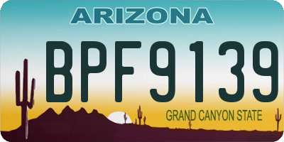 AZ license plate BPF9139
