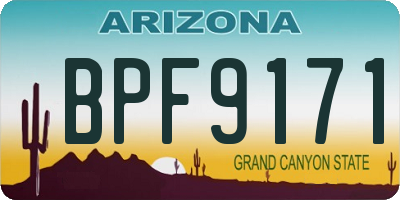 AZ license plate BPF9171