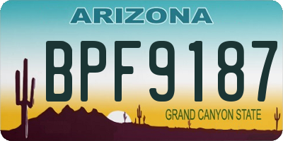 AZ license plate BPF9187