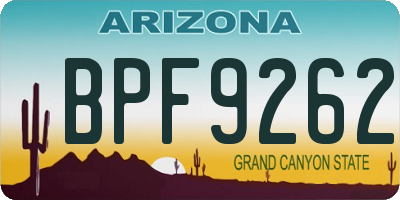 AZ license plate BPF9262