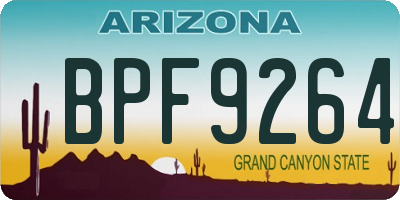 AZ license plate BPF9264