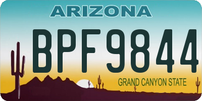 AZ license plate BPF9844