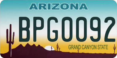 AZ license plate BPG0092
