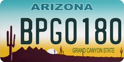 AZ license plate BPG0180