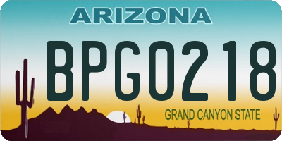 AZ license plate BPG0218