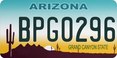 AZ license plate BPG0296