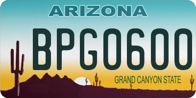 AZ license plate BPG0600