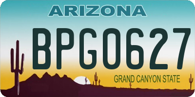 AZ license plate BPG0627