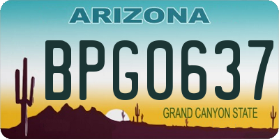 AZ license plate BPG0637