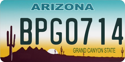 AZ license plate BPG0714