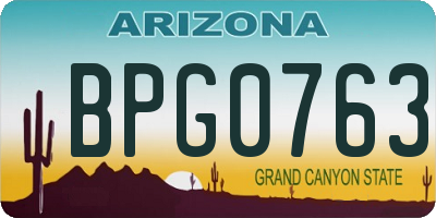 AZ license plate BPG0763
