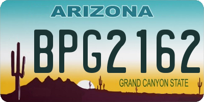 AZ license plate BPG2162
