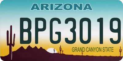 AZ license plate BPG3019
