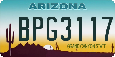 AZ license plate BPG3117