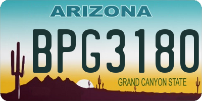 AZ license plate BPG3180