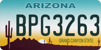 AZ license plate BPG3263
