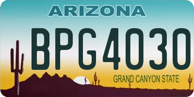 AZ license plate BPG4030