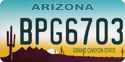 AZ license plate BPG6703