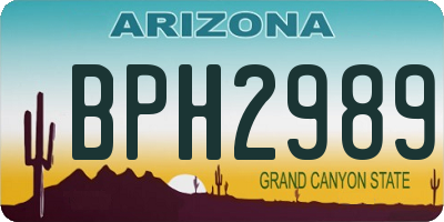 AZ license plate BPH2989