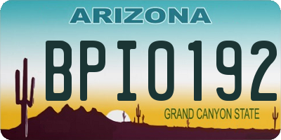 AZ license plate BPI0192