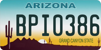 AZ license plate BPI0386
