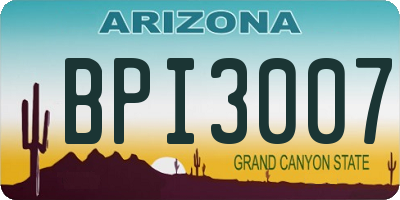 AZ license plate BPI3007