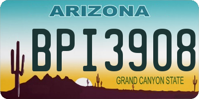 AZ license plate BPI3908