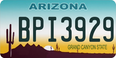 AZ license plate BPI3929