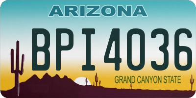 AZ license plate BPI4036
