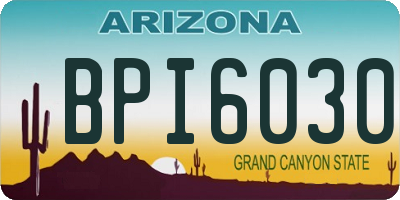 AZ license plate BPI6030