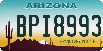 AZ license plate BPI8993