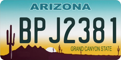 AZ license plate BPJ2381