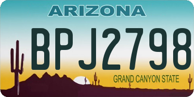 AZ license plate BPJ2798