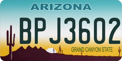 AZ license plate BPJ3602