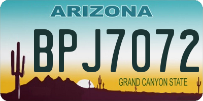 AZ license plate BPJ7072