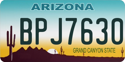 AZ license plate BPJ7630