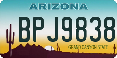 AZ license plate BPJ9838