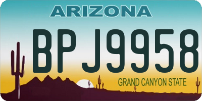 AZ license plate BPJ9958