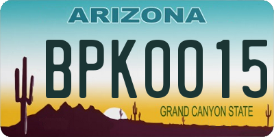 AZ license plate BPK0015
