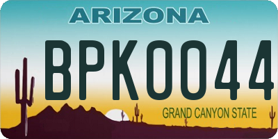 AZ license plate BPK0044