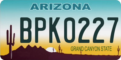 AZ license plate BPK0227