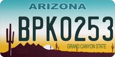 AZ license plate BPK0253