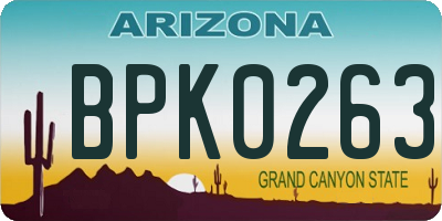 AZ license plate BPK0263