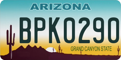 AZ license plate BPK0290