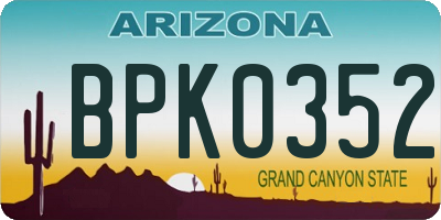 AZ license plate BPK0352