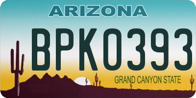 AZ license plate BPK0393